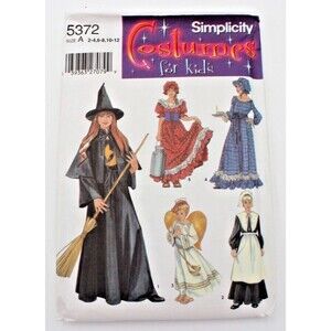 Simplicity 5372 Discontinued Angel Pilgrim Witch Pioneer COSTUME Sz KIDS 2-12